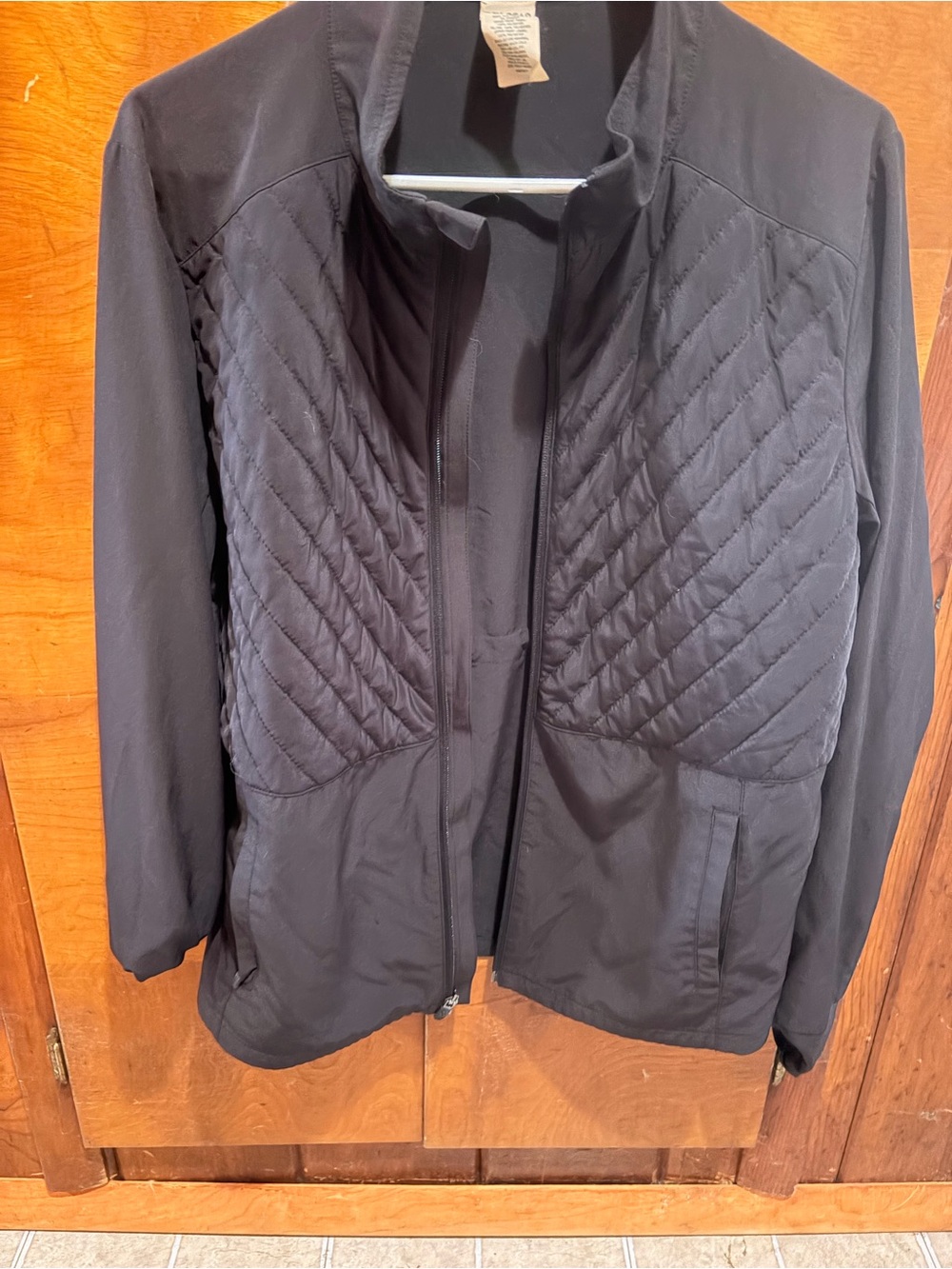 Tek Gear Black Quilted Hybrid Mixed Media Full Zip Active Jacket Size XL